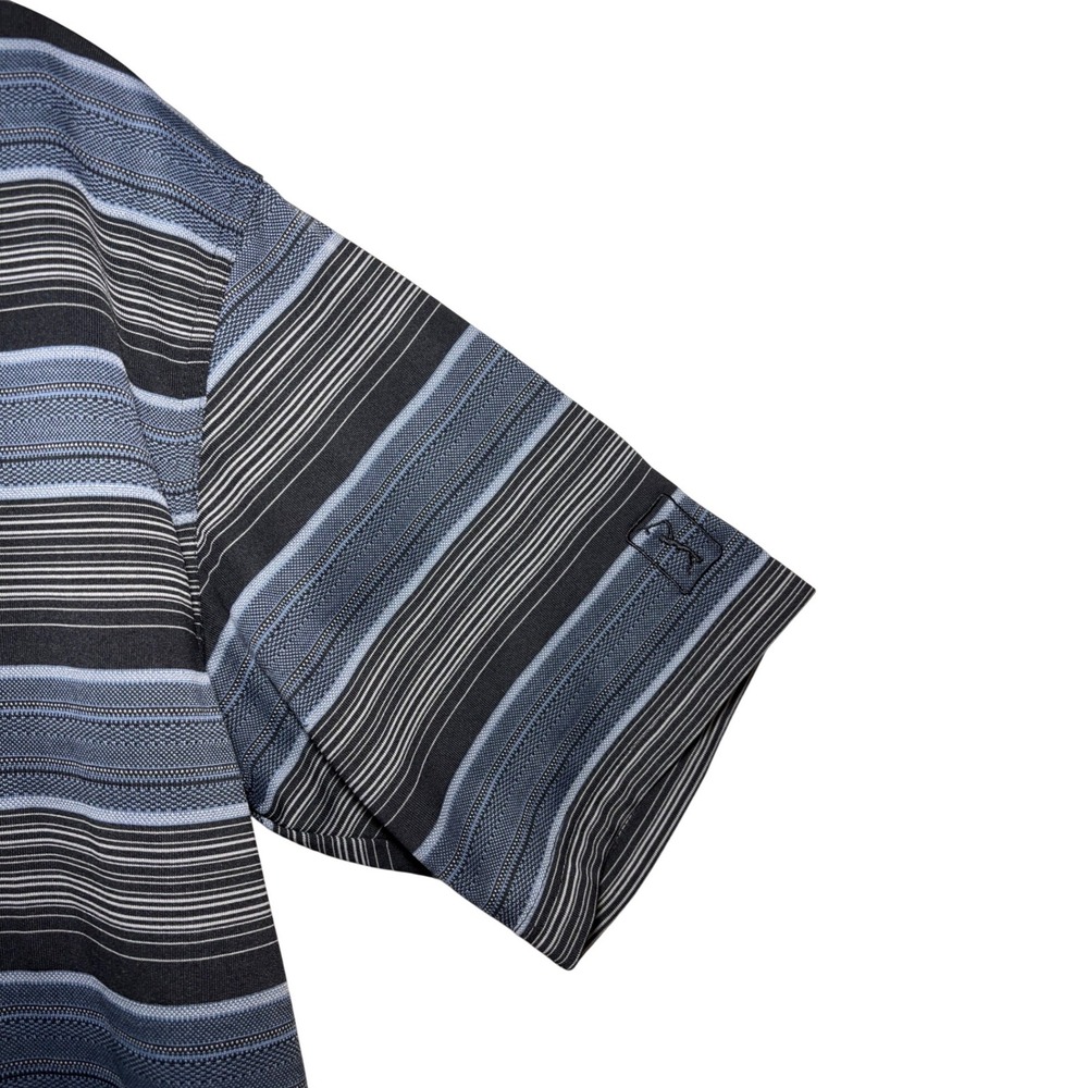 PGA Tour Golf Polo Shirt Mens Medium Blue Black Striped Performance Polo Golf - Picture 3 of 6